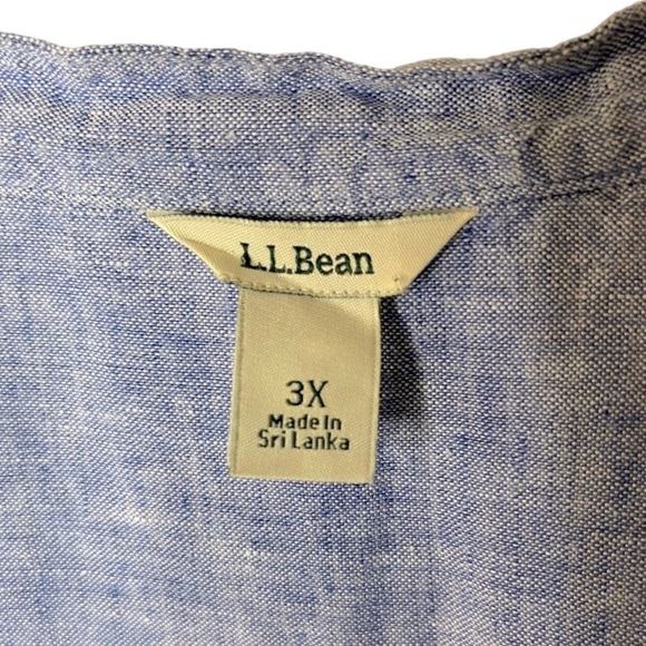 LL Bean Women's Premium Washable Linen Shirt, Splitneck Tunic Long-Sleeve Sz 3X - Picture 3 of 6